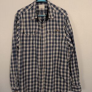 Field & Stream Navy and White Plaid Shirt
